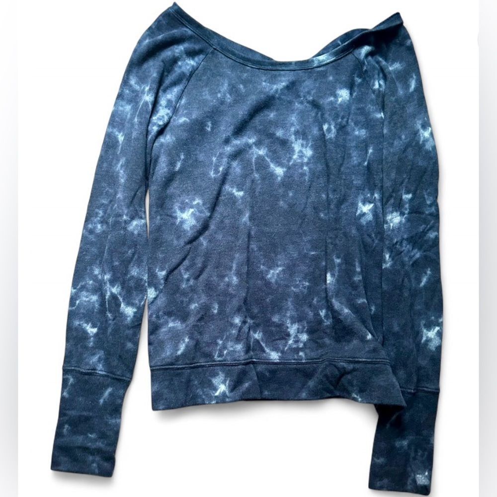 SO Women's Blue Clouds Off-Shoulder Sweatshirt - Picture 2 of 5